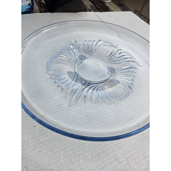 Paden City‎ 13.5" Blue Footed Console Bowl Compote Serving Tray "Maya" - Picture 5 of 16